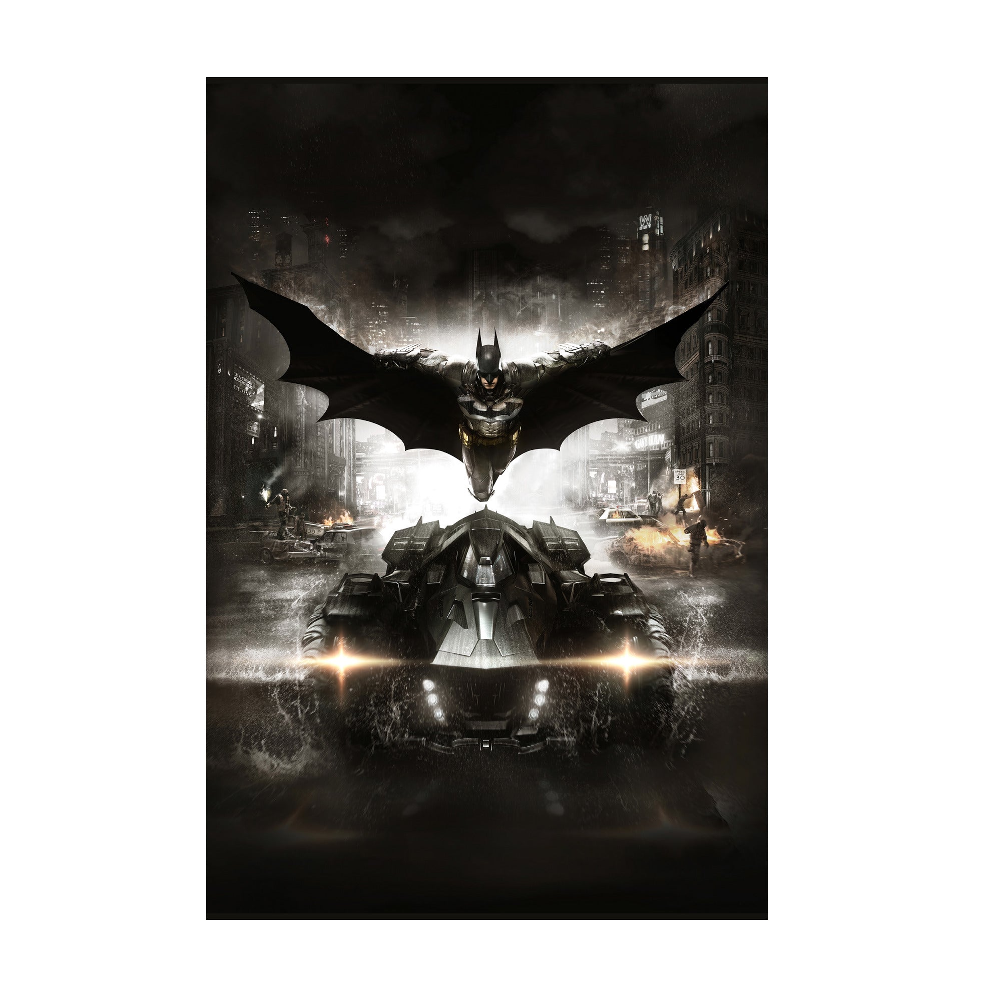 Batman Arkham Knight Batman and Batmobile key art poster print